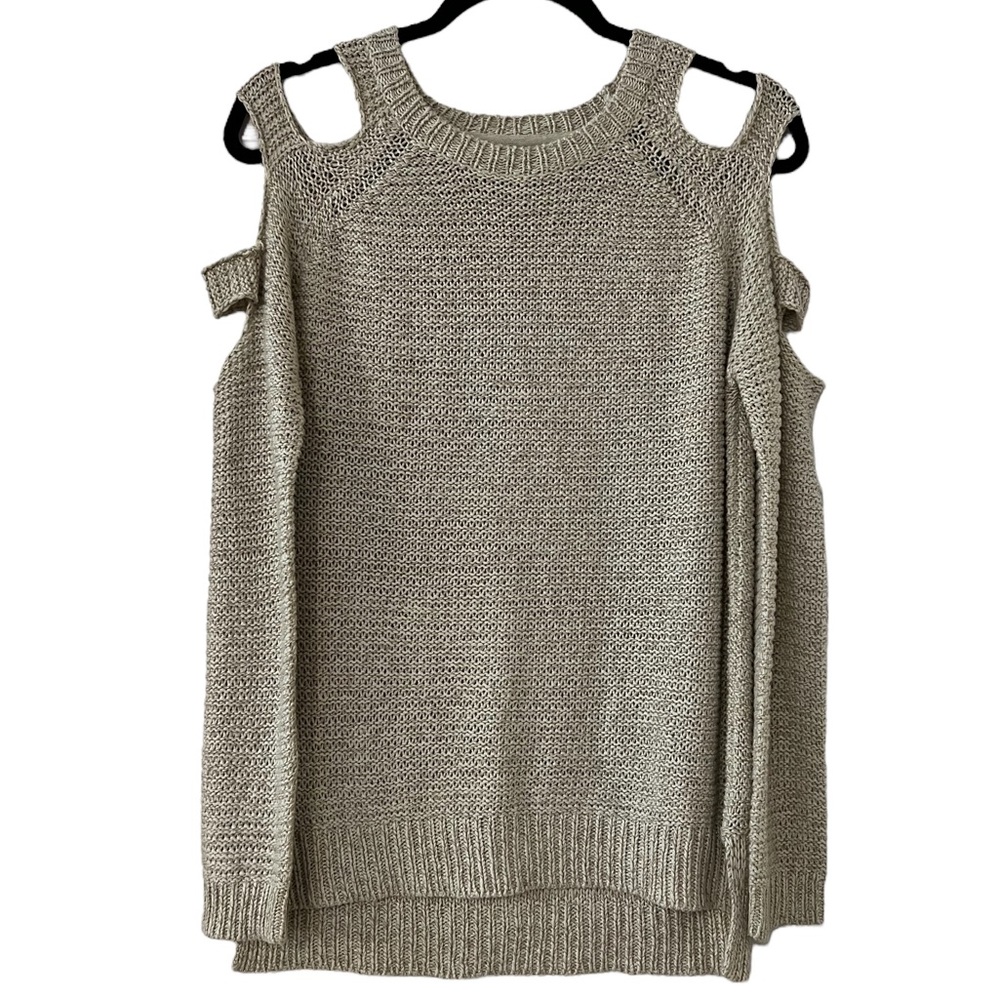 Alya - Francesca’s Cream Cable Knit Partial Cold Shoulder Sweater
